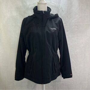Tommy Hilfiger Women’s Lightweight Jacket Coat Black Hood Zipper Sz Large